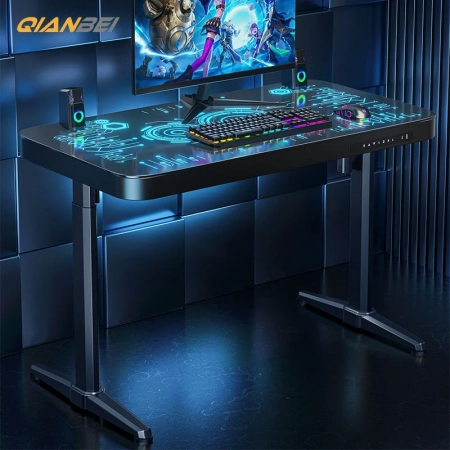 RGB Tempered Glass PC Case & Gaming Table Combo | 2‑in‑1 Metal Computer Tower Desk